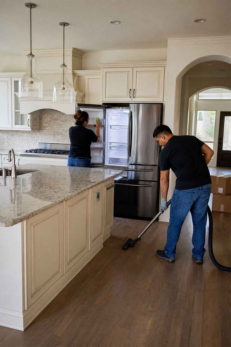Move-Out Cleaning Team Cleaning A Castle Hills Home In San Antonio
