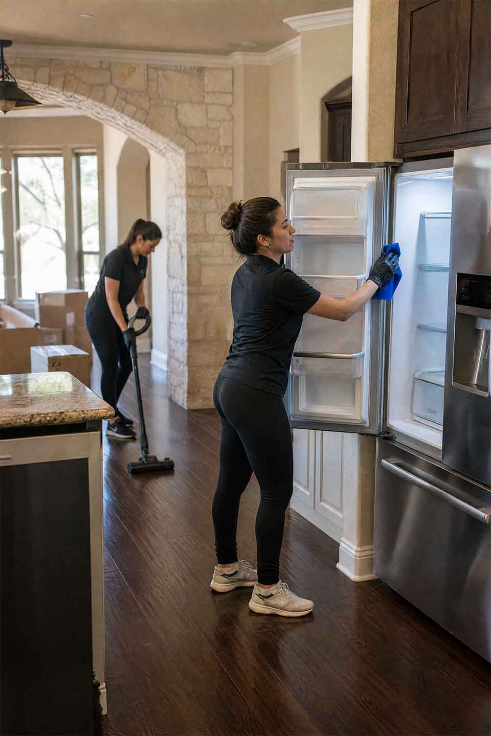 Move-Out Cleaning Team Cleaning A Recently Vacated Sonterra Home In San Antonio