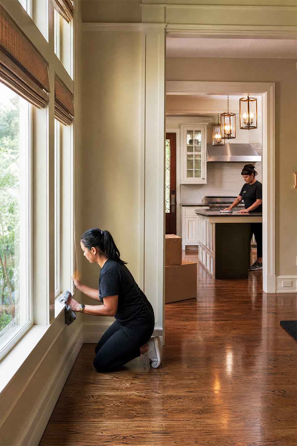 Move-Out Cleaning Team Cleaning An Alamo Heights Home In San Antonio