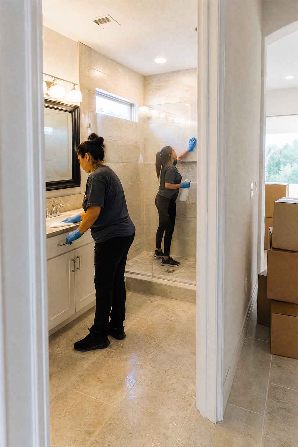 Professional Cleaners Providing Move-Out Cleaning In A Canyon Springs Home