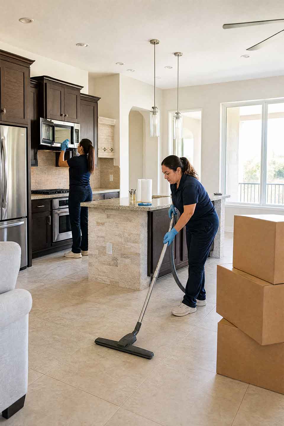 Professional Move-Out Cleaners Cleaning A Home In The Heights At Stone Oak Professional Move-Out Cleaners Cleaning A Home In The Heights At Stone Oak